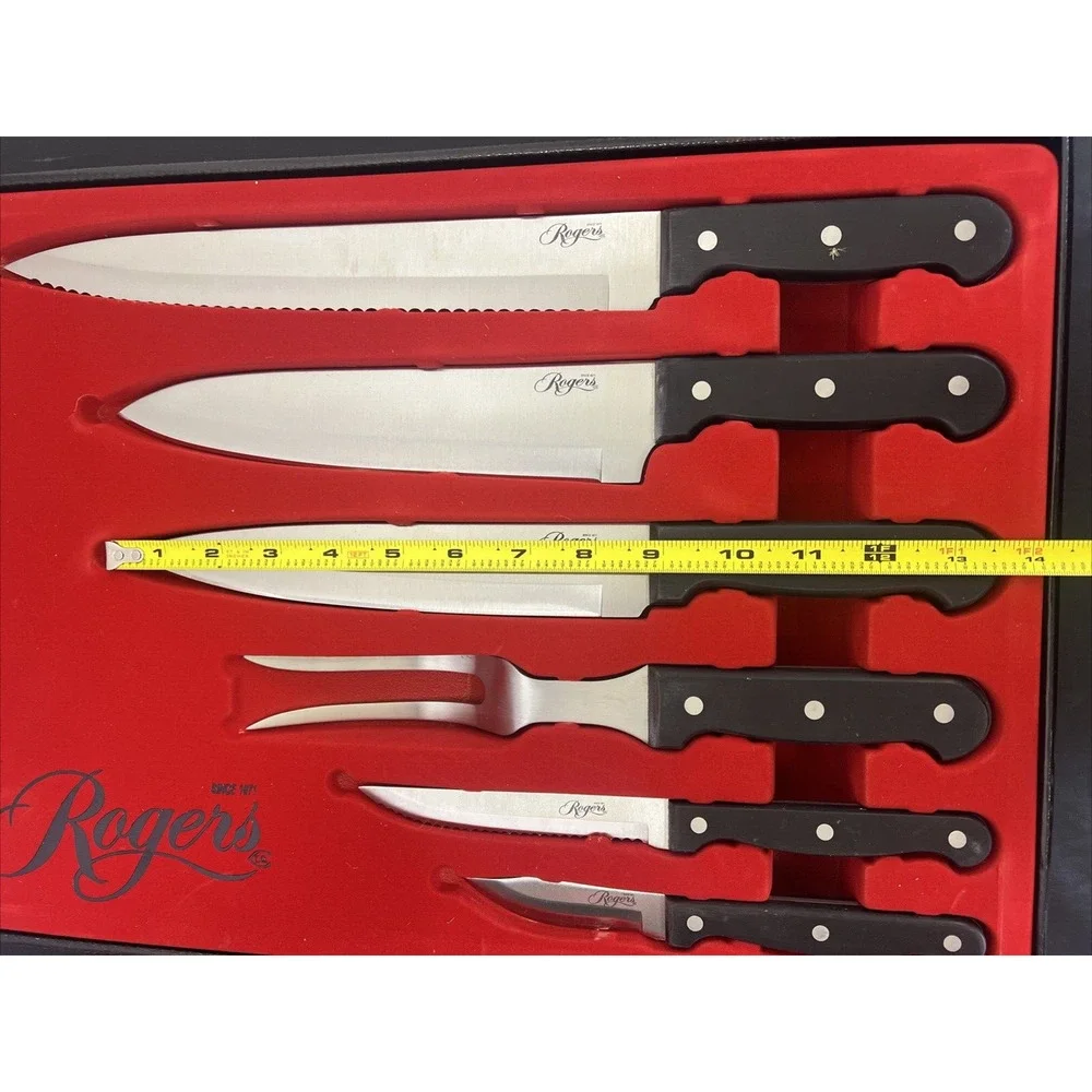 NEW Rogers Cutlery Stainless 6 Piece Carving Knife set Free Shipping Bnfts Chrty